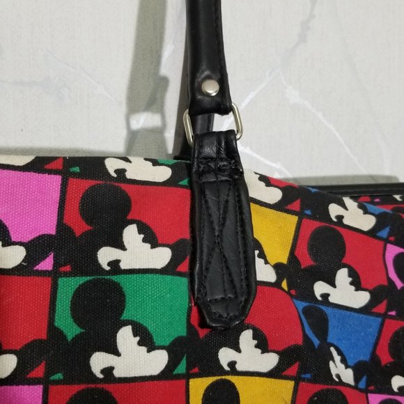 Mickey & Co Mickey Mouse Print Canvas Shoulder Tote Diaper Bag - Picture 5 of 7